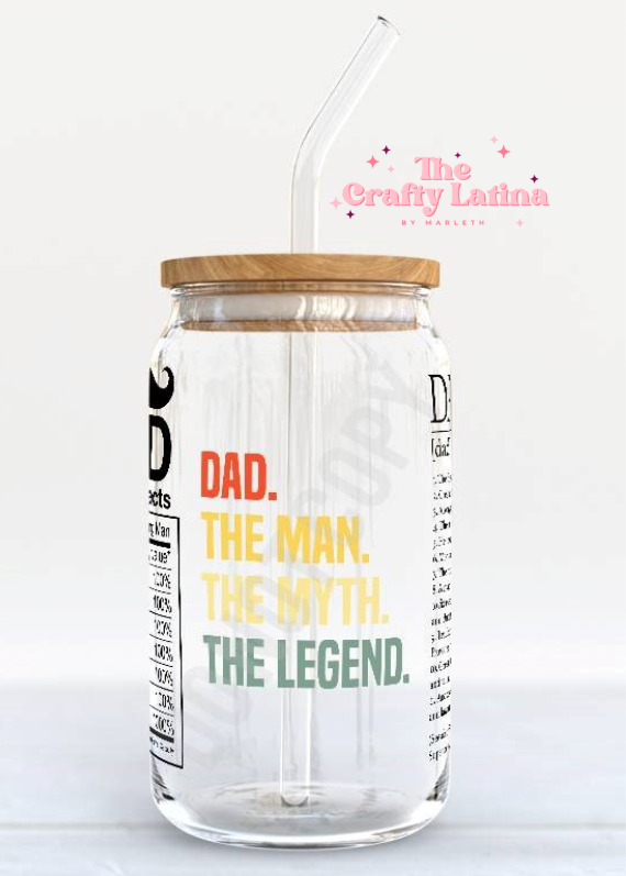 DAD The Man 16oz Glass Cup