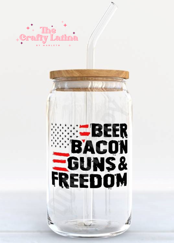 Beer Bacon 16oz Glass Cup