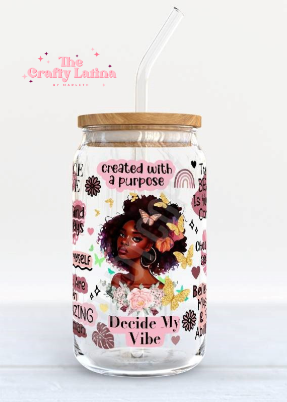 Decide My Vibe 16oz Glass Cup