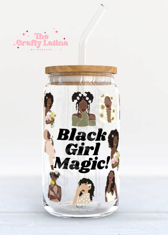 Black Girl Magic 16oz Glass Cup