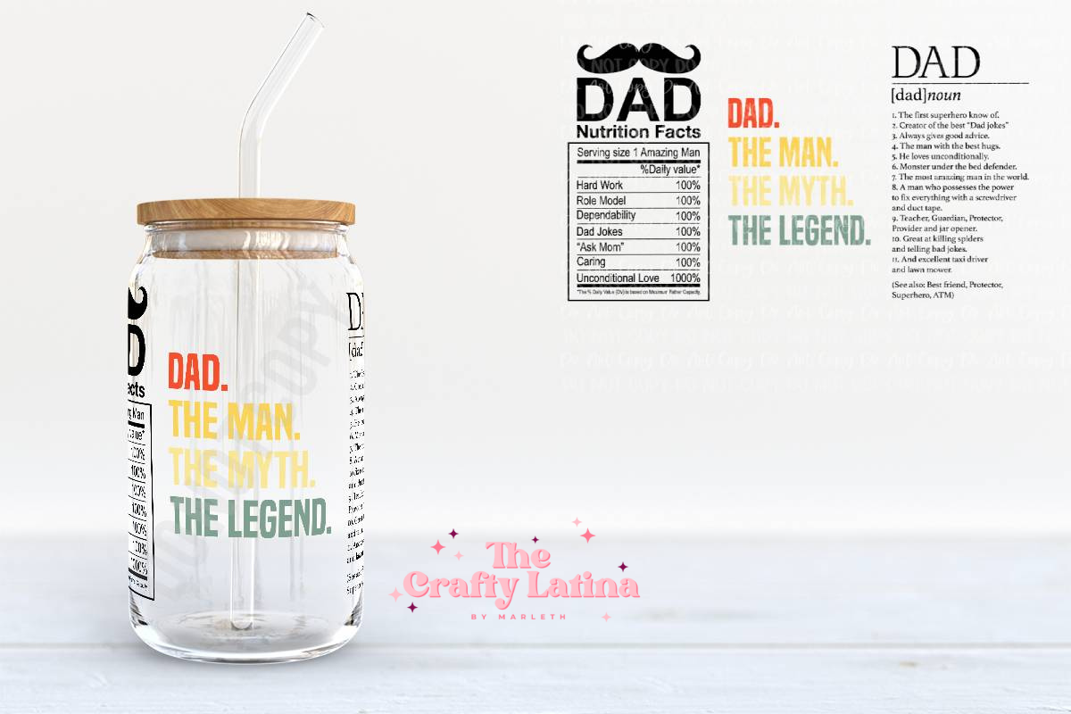 DAD The Man 16oz Glass Cup