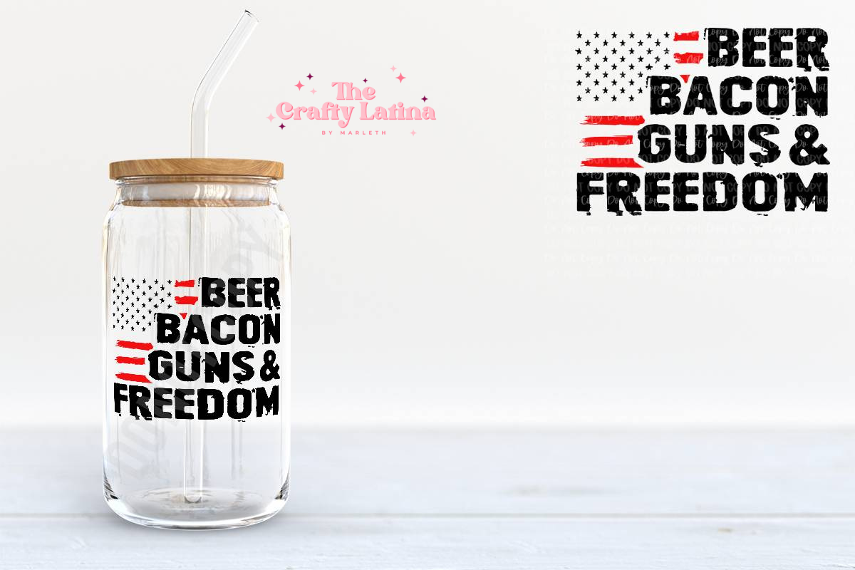 Beer Bacon 16oz Glass Cup