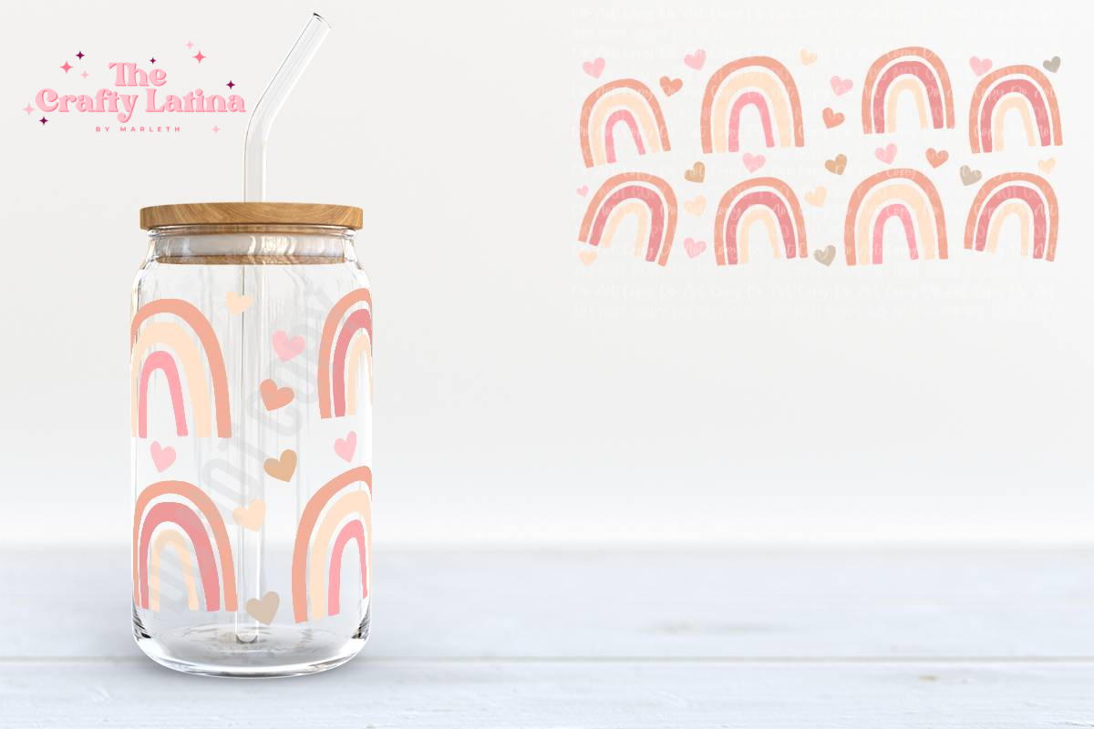 Boho Rainbow 16oz Glass Cup