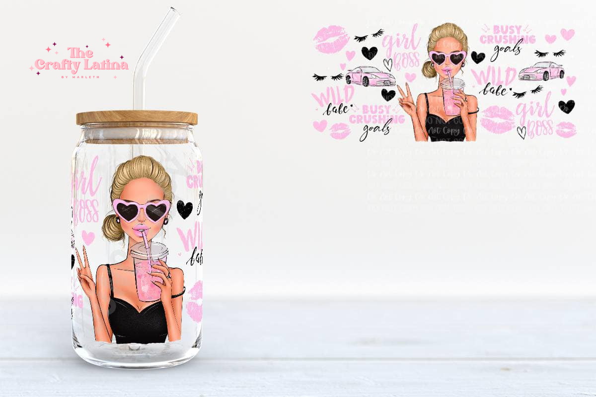 Boss Babe 16oz Glass Cup - Blonde