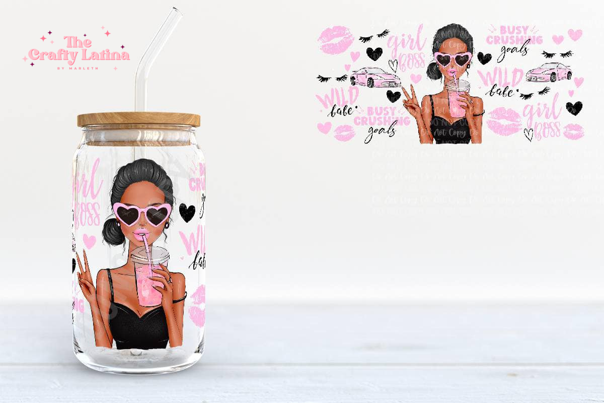 Boss Babe 16oz Glass Cup - WOC