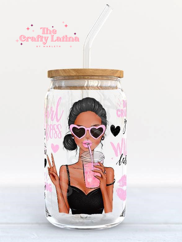 Boss Babe 16oz Glass Cup - WOC