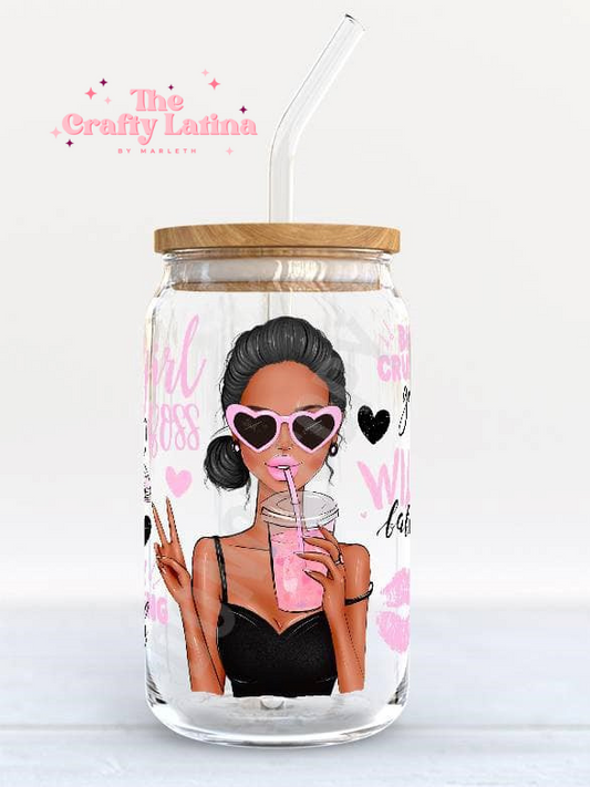 Boss Babe 16oz Glass Cup - WOC