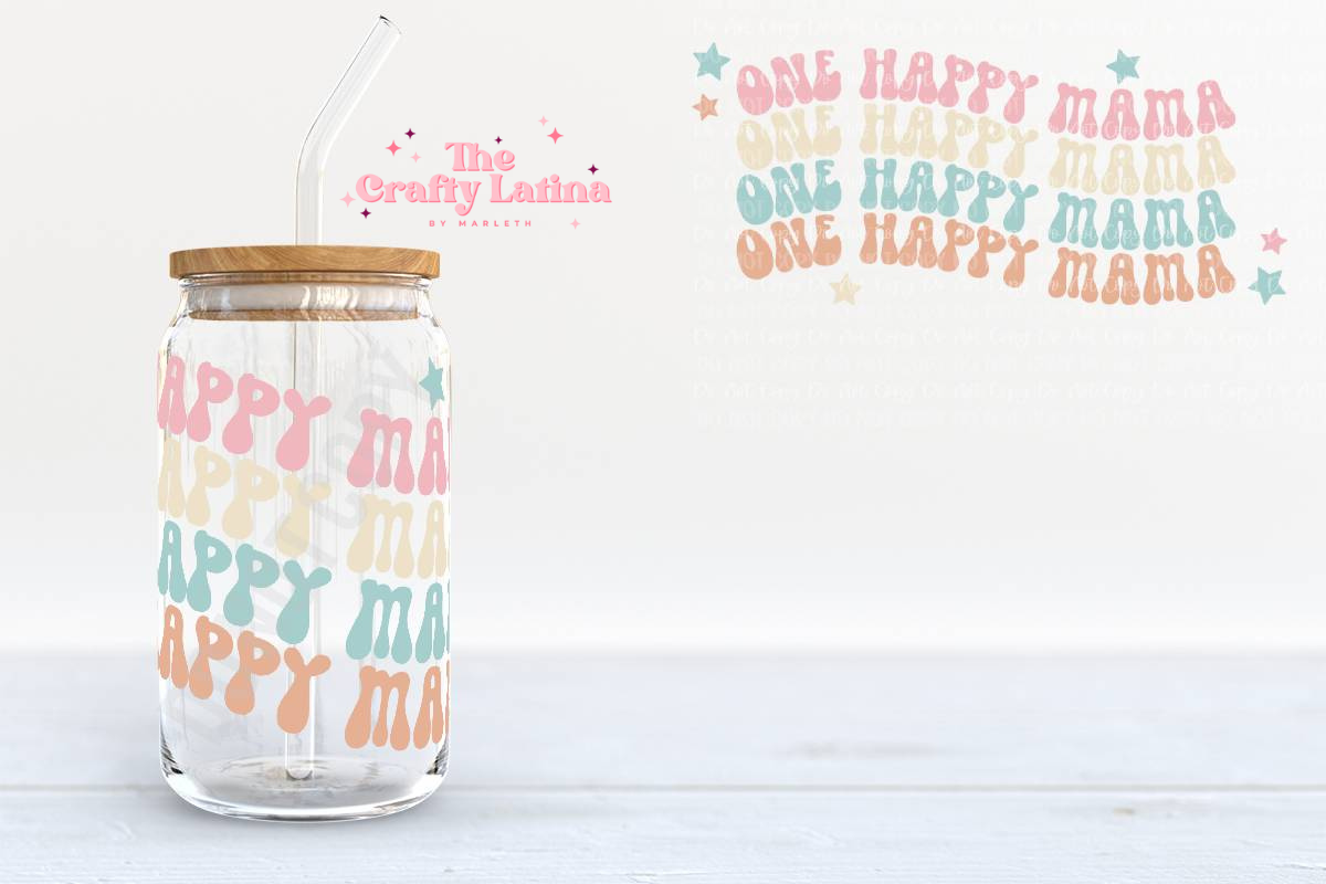 One Happy Mama 16oz Glass Cup