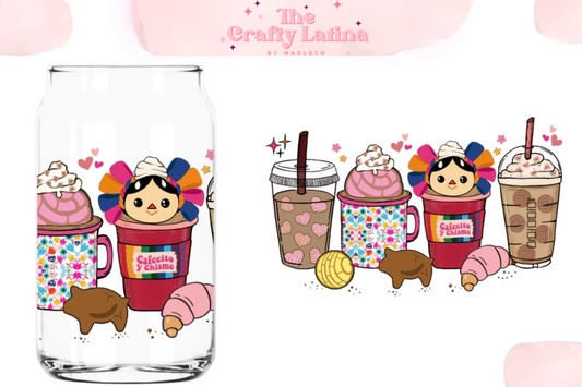 Cafecito Doll 16oz Glass Cup