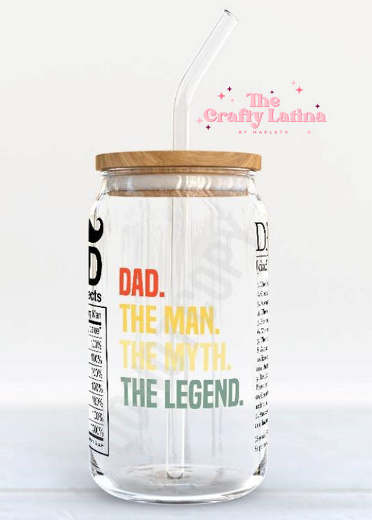 DAD The Man 16oz Glass Cup